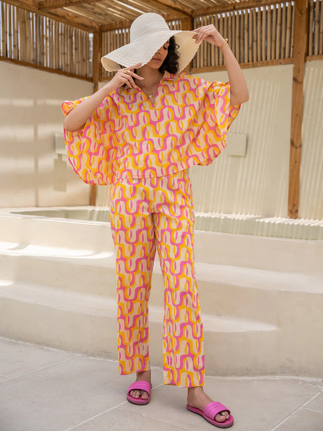 Abstract Lemon Candy Kaftan Top - Image 13