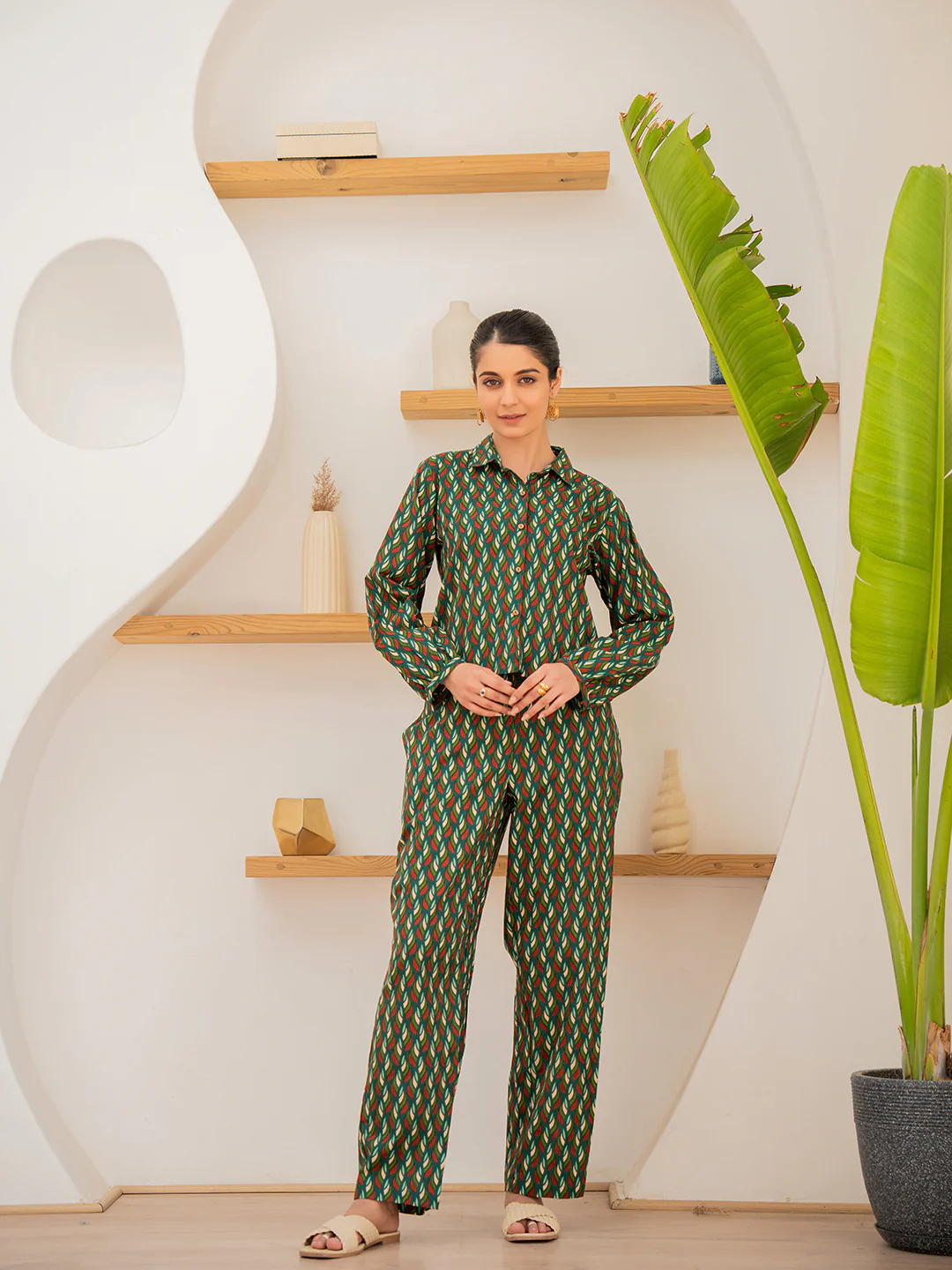 Leafy Pleate Forest Noir Green Co-Ord Set - Image 6